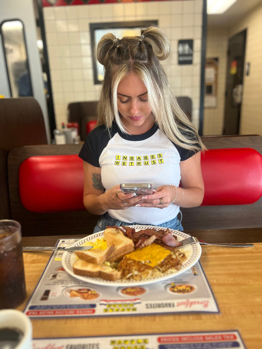 waffle baby tee | black + white