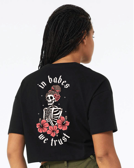 IBWT skeleton cropped tee | black