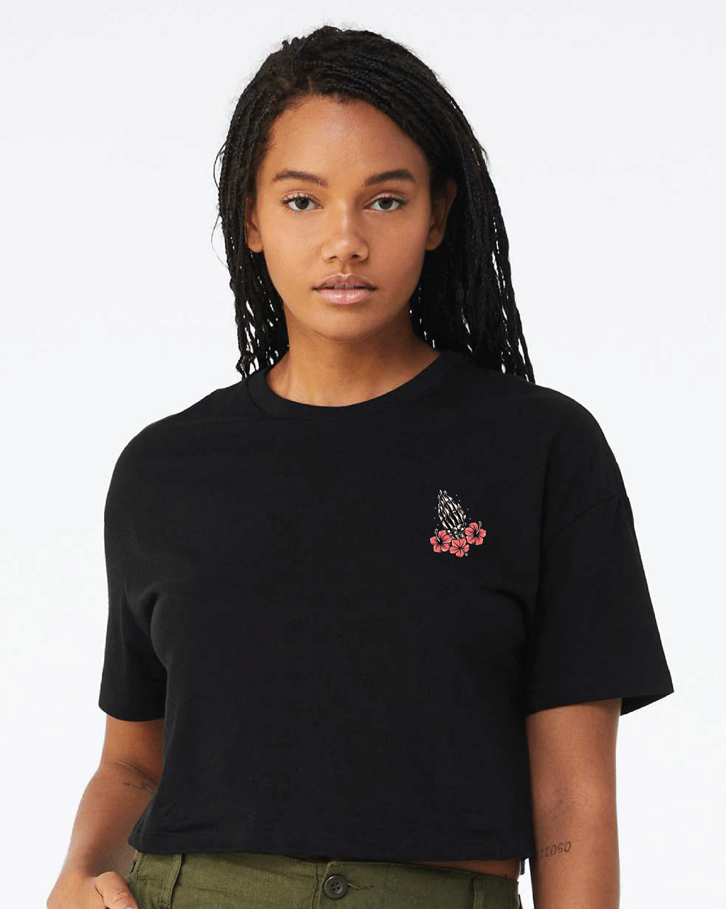 IBWT skeleton cropped tee | black